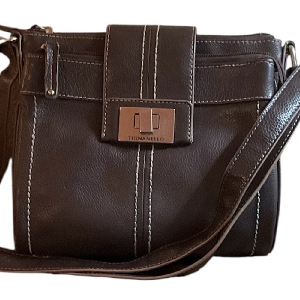 Tignanello Vintage Leather Brown Crossbody Bag - Picture 2 of 9